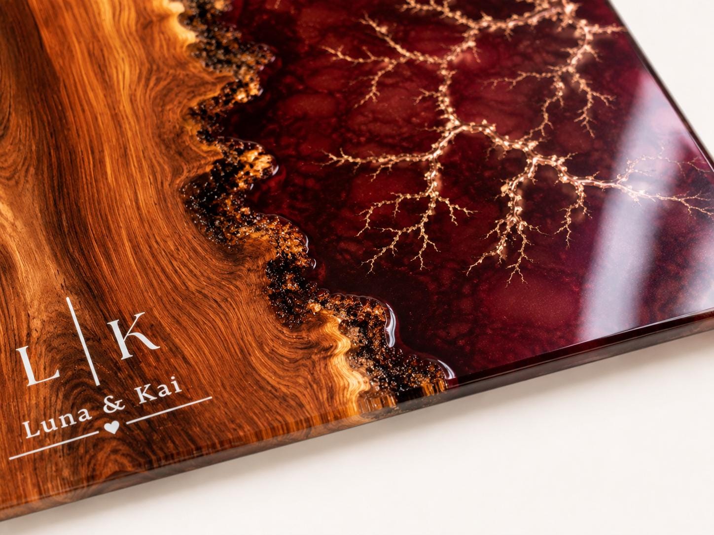 Purple Geode Glass Cutting Board - Personalized with Couple Names