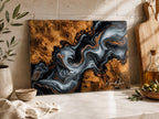 Personalized Chopping Board, Black Marble Glass Cutting Board, Custom Kitchen Gift