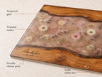 Glass Cutting Board: Custom Blue Resin Design (Personalized Kitchen Decor)