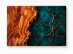 Personalized Charcuterie Board, Dark Teal Marble Glass Cutting Board, Custom Couple Gift