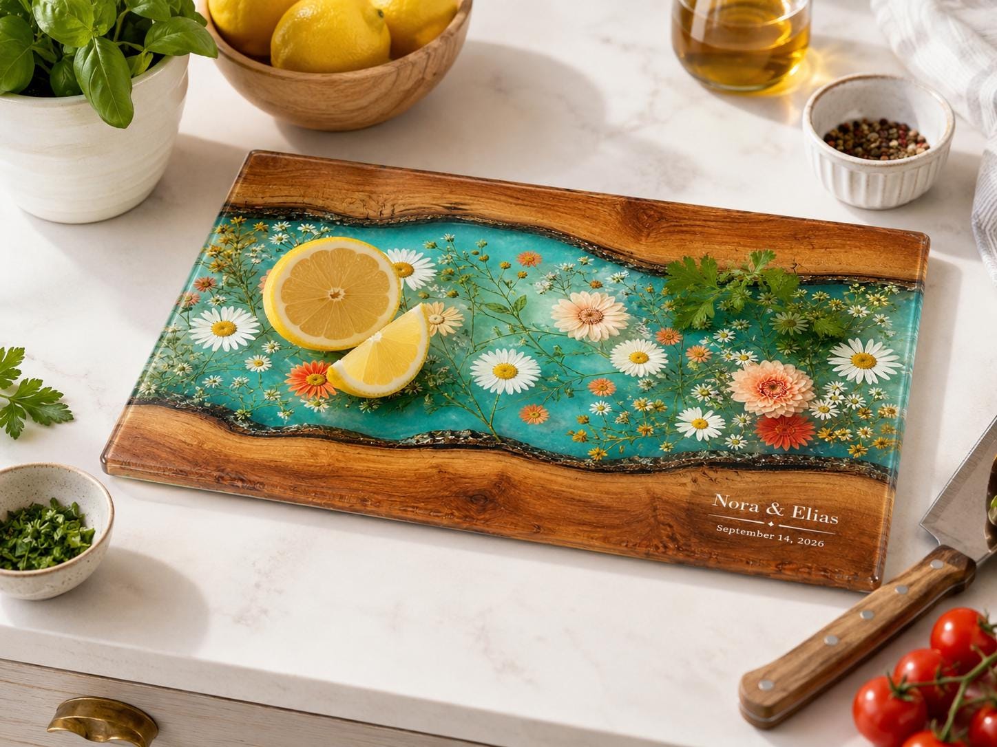 Floral Cutting Board, Personalized Charcuterie Board, Custom Kitchen Gift