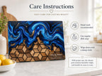 Custom Glass Cutting Board: Blue Resin Style - Names and Dates Included