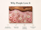 Personalized Pink Daisy Serving Board, Floral Glass Charcuterie Board, Custom Couple Wedding Gift