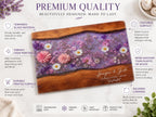 Personalized Floral Cutting Board, Purple Wildflower Glass Board, Custom Kitchen Gift for Housewarming