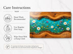 Personalized Turquoise Floral Glass Board, Custom Couple Cutting Board, Wildflower Kitchen Gift