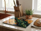 Personalized Green Geode Glass Cutting Board, Custom Couple Name Serving Tray