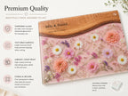 Personalized Floral Charcuterie Board, Pink Glass Serving Board, Custom Couple Cheese Board Gift